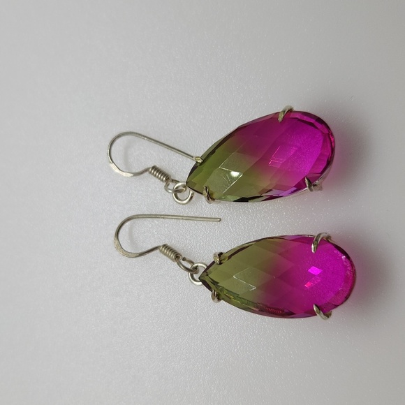Nwot! Watermelon quartz earrings sterling - Picture 4 of 8